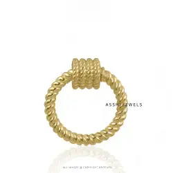 14K Yellow Gold Plated Twisted Round Carabiner Jewelry