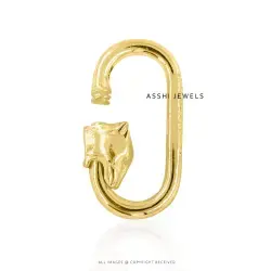 14K Yellow Gold Plated Panther Screw Carabiner Lock Jewelry