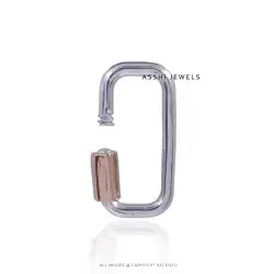 925 Silver Plain Square Carabiner Lock Jewelry