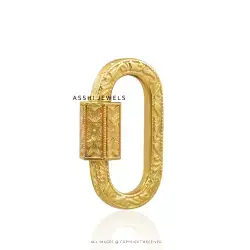 14K Yellow Gold Engraving Carabiner Lock Jewelry
