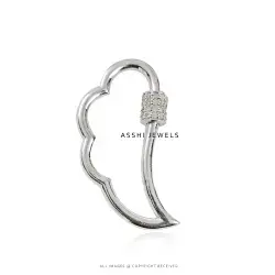 925 Silver Diamond Screw Feather Carabiner Lock Jewelry