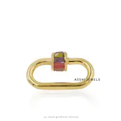 14K Yellow Gold Multi Stone Baguette Carabiner Jewelry