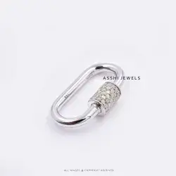 14K Yellow Gold Diamond Carabiner Lock Jewelry