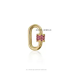 14K Yellow Gold Pink Sapphire Carabiner Jewelry