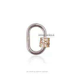 14K Rose Gold Screw & Silver Wire Diamond Carabiner Lock Jewelry