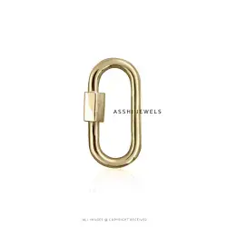 14K Yellow Gold 25mm Carabiner Lock Jewelry