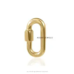 14K Yellow Gold Plain 3.5 mm Thickness Carabiner Jewelry