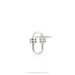 925 Silver Yellow Green Cubic Zirconia Lock Jewelry