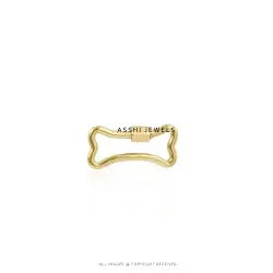 14K Yellow Gold Plated Bone Carabiner Lock Jewelry