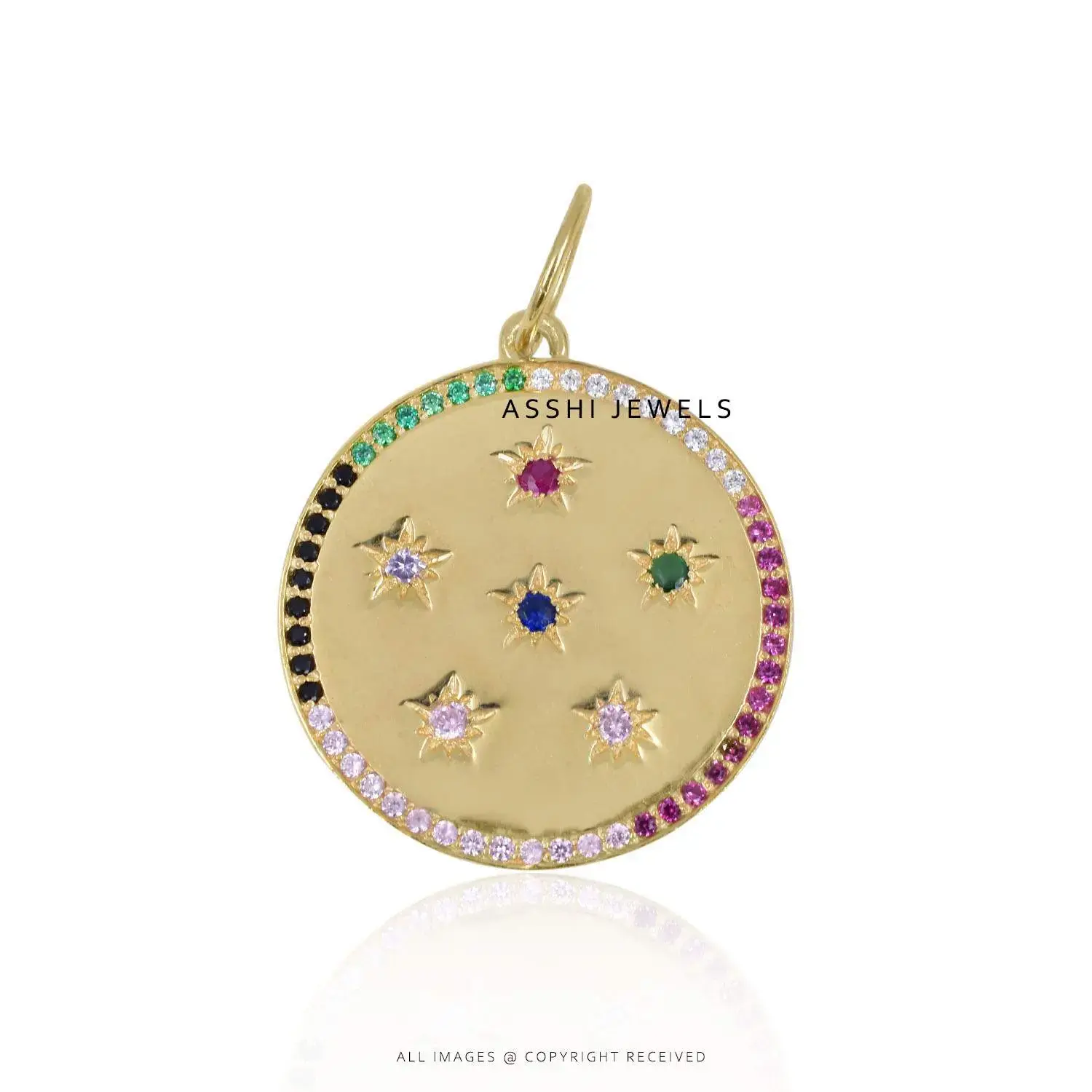 Yellow Gold Plated Multi Gemstone Pendant Silver  Jewelry