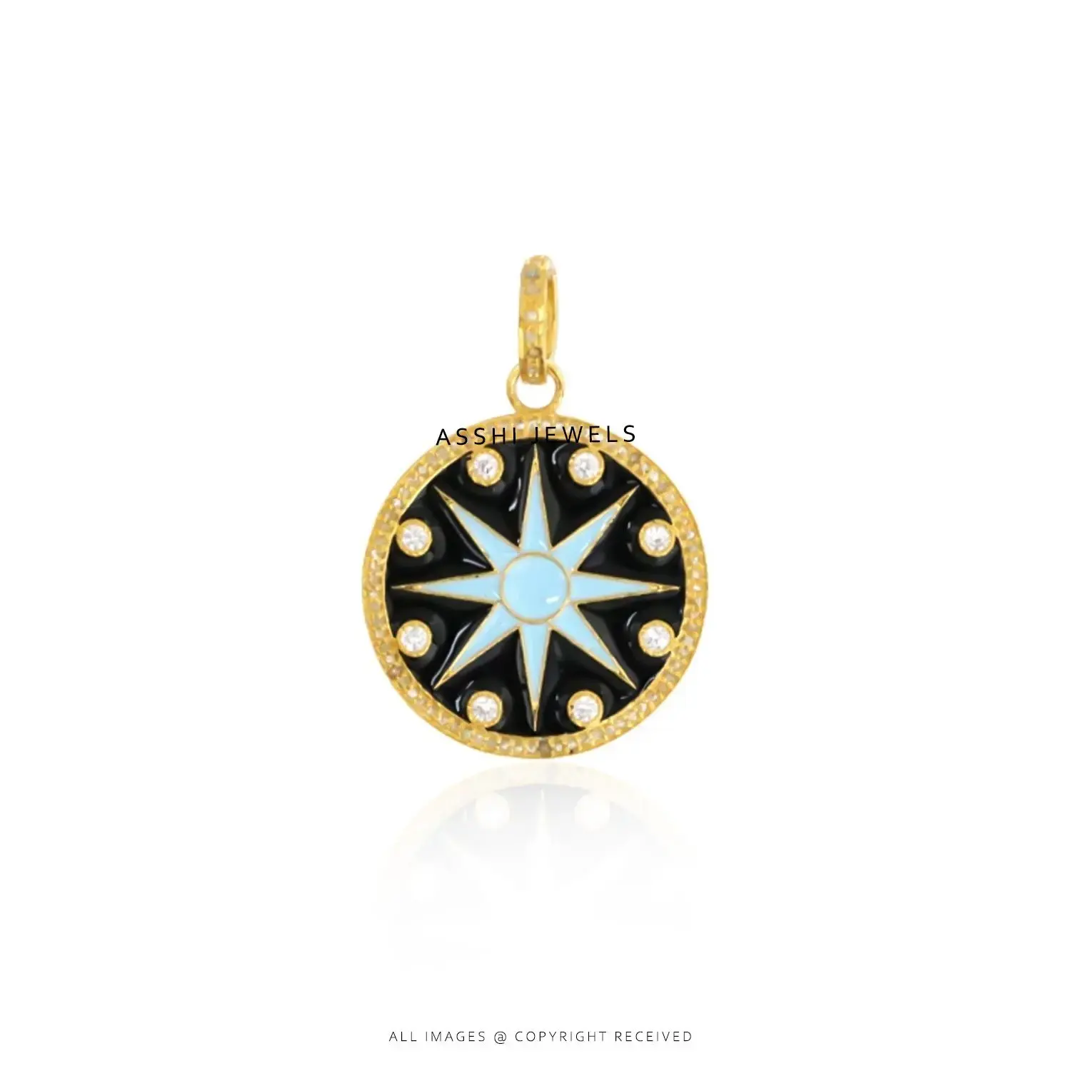 Diamond Enamel Star Pendant – 925 Sterling Silver