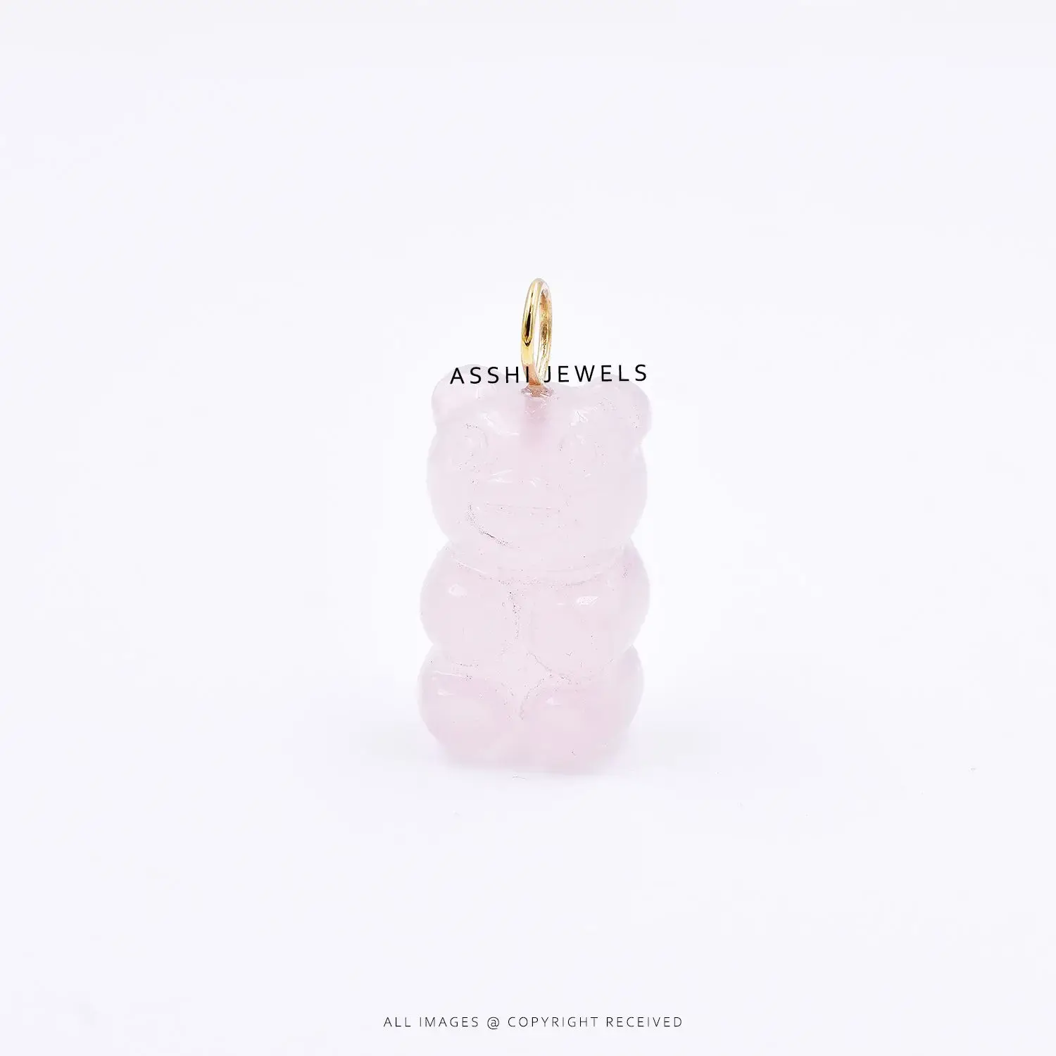 Rose Quartz Teddy Bear Pendant – 925 Sterling Silver