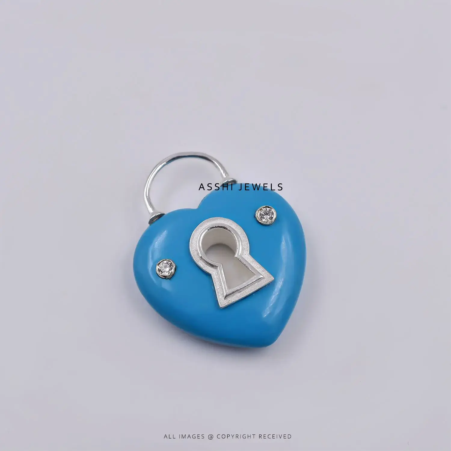 Turquoise Heart Padlock Pendant – 925 Sterling Silver
