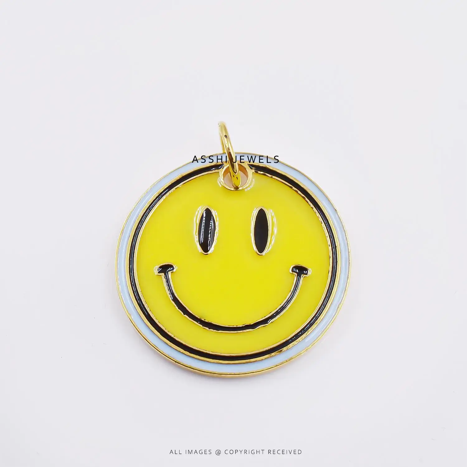 Smile Face Enamel Pendant Silver Jewelry