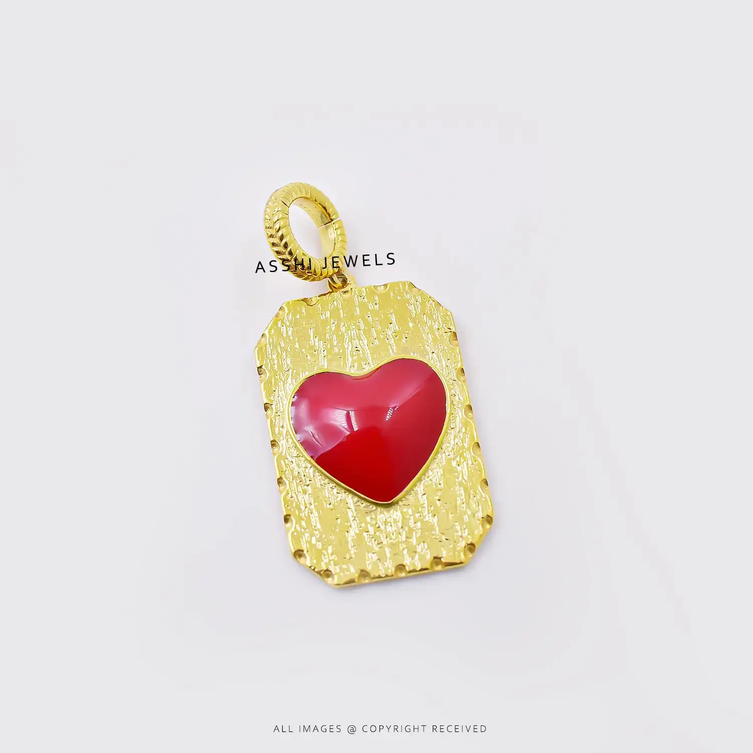 Enamel Heart Pendant with Texture – Sterling Silver Jewelry