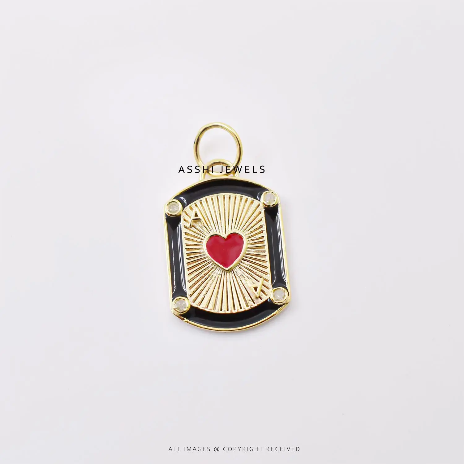 Bezel Set Diamond Red Heart Enamel Pendant – 925 Sterling Silver