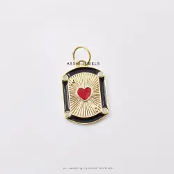 Bezel Set Diamond Red Heart Enamel Pendant – 925 Sterling Silver