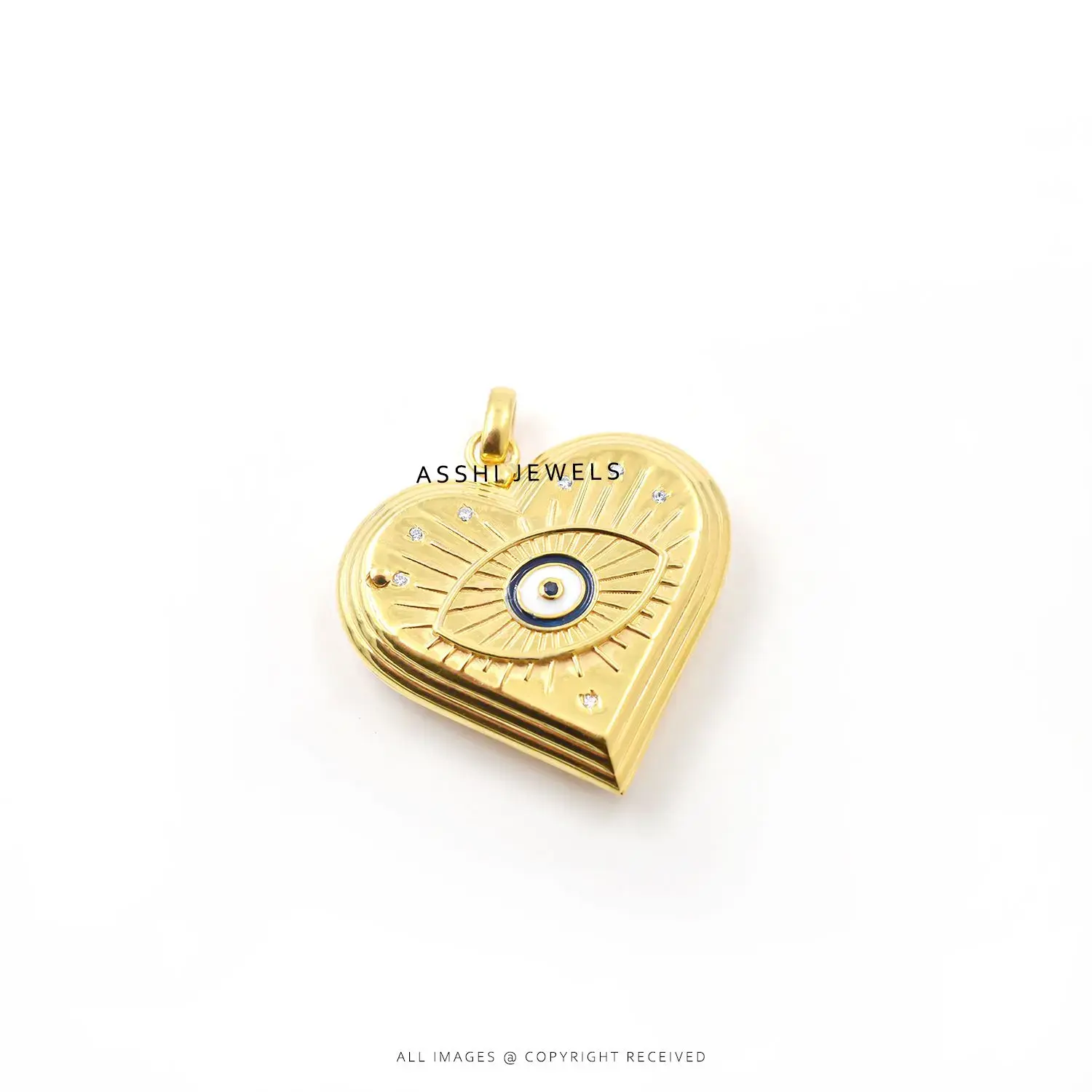 Designer Heart Slider Pendant with Evil Eye – 925 Silver Jewelry