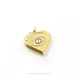 Designer Heart Slider Pendant with Evil Eye – 925 Silver Jewelry