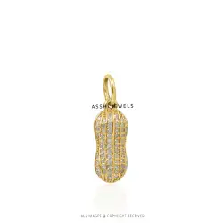 Diamond & Pearl Peanut Pendant in Yellow Gold Plated Silver