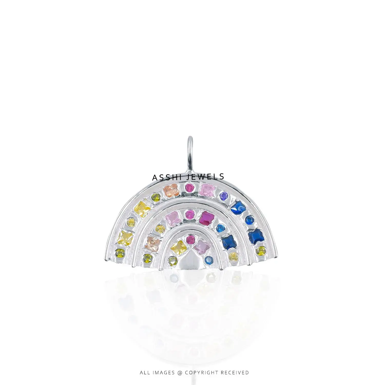 925 Sterling Silver Multi CZ Shell Charm Pendant