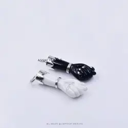 Black Onyx Figa Nail Hand Pendant in Sterling Silver