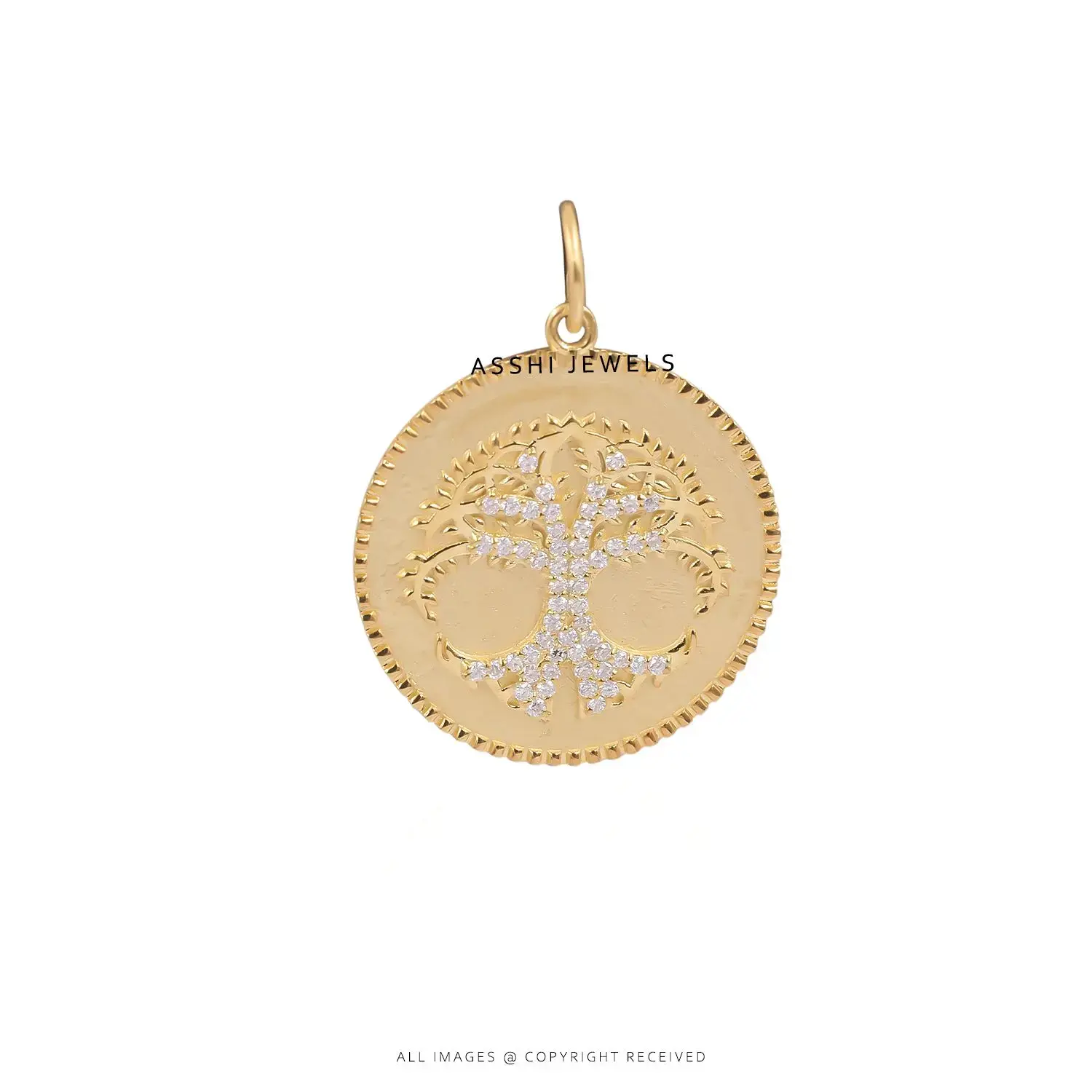 925 Sterling Silver Yellow Gold Plated Moissanite Pendant