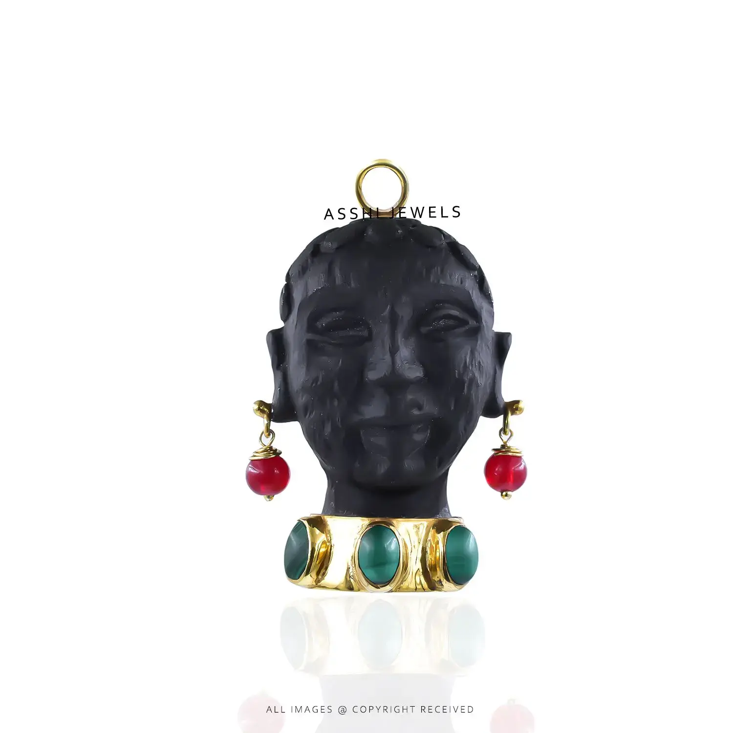 Blackamoor Male Head Pendant – 925 Sterling Silver Jewelry