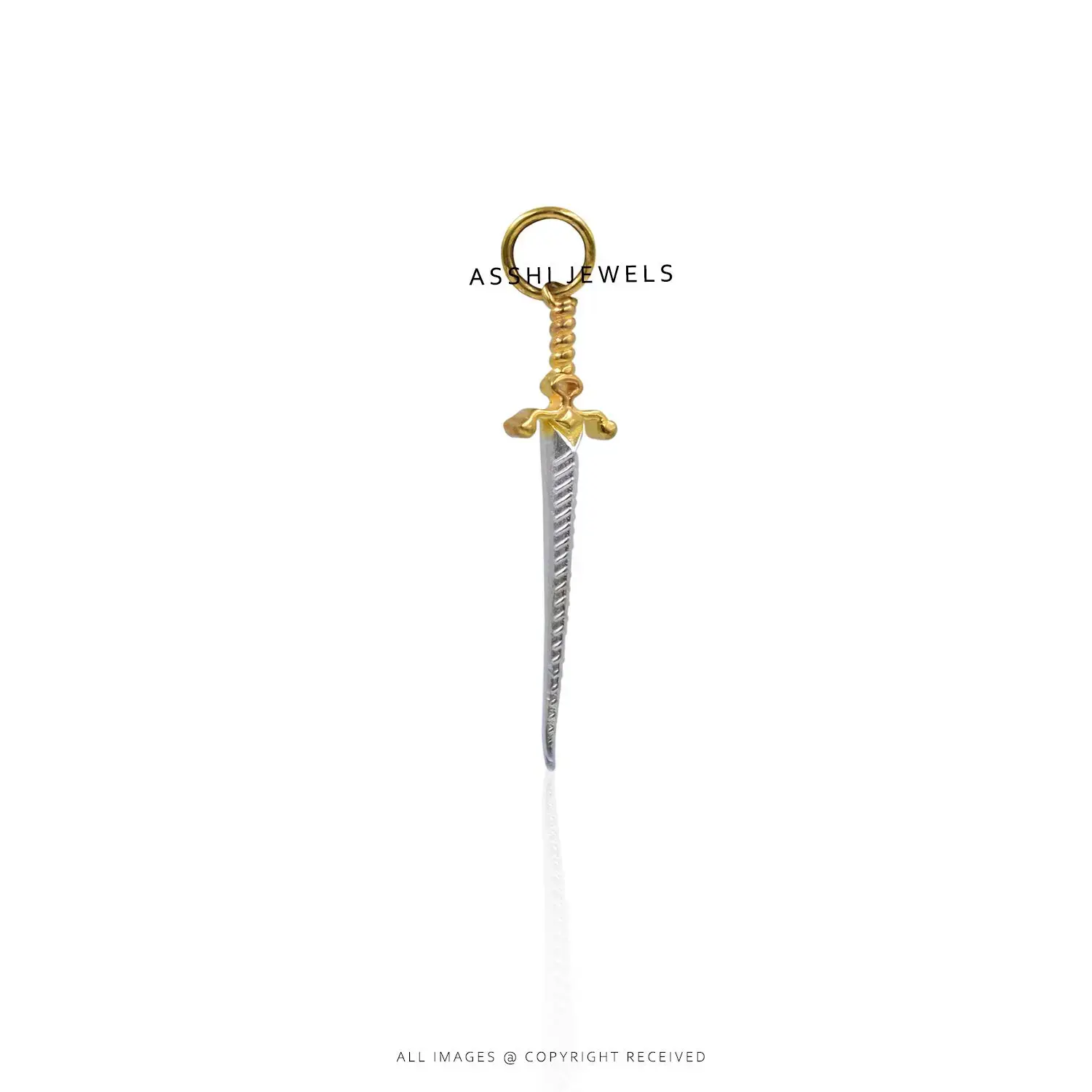 Yellow Gold Plating Sword Pendant in 925 Silver Jewelry