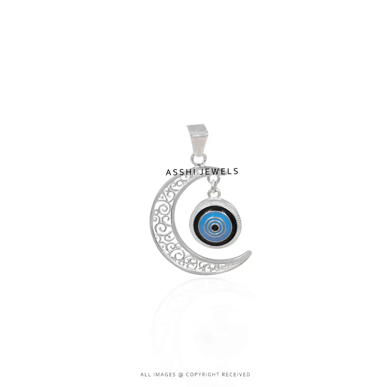 Evil Eye Moon Pendant –Sterling Silver Jewelry