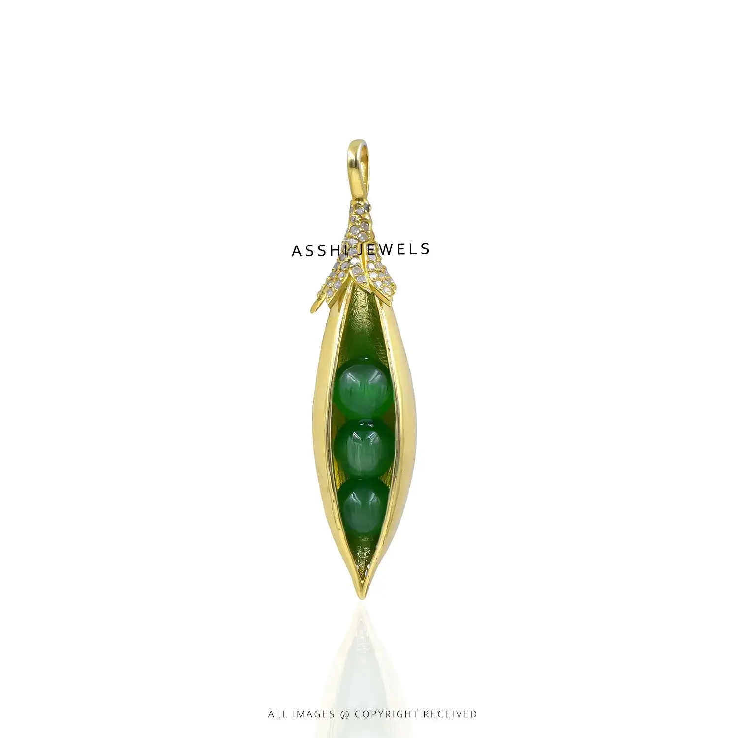Green Onyx & Diamond Sweet Pea Pendant – Elegant Silver Jewelry