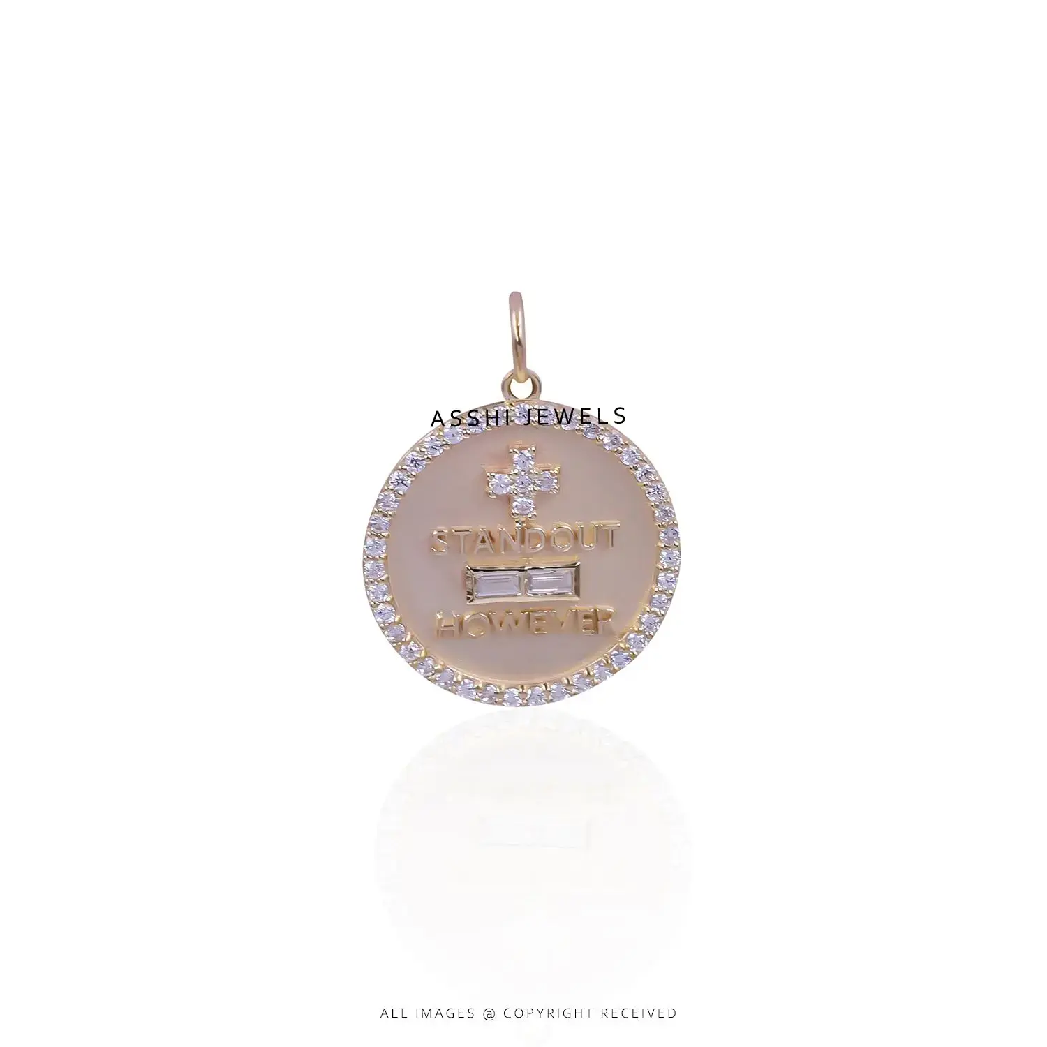 White CZ Augis Style Pendant – Rose Gold Plated