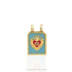 Sky Blue Enamel Heart Pendant with White CZ – Silver Jewelry