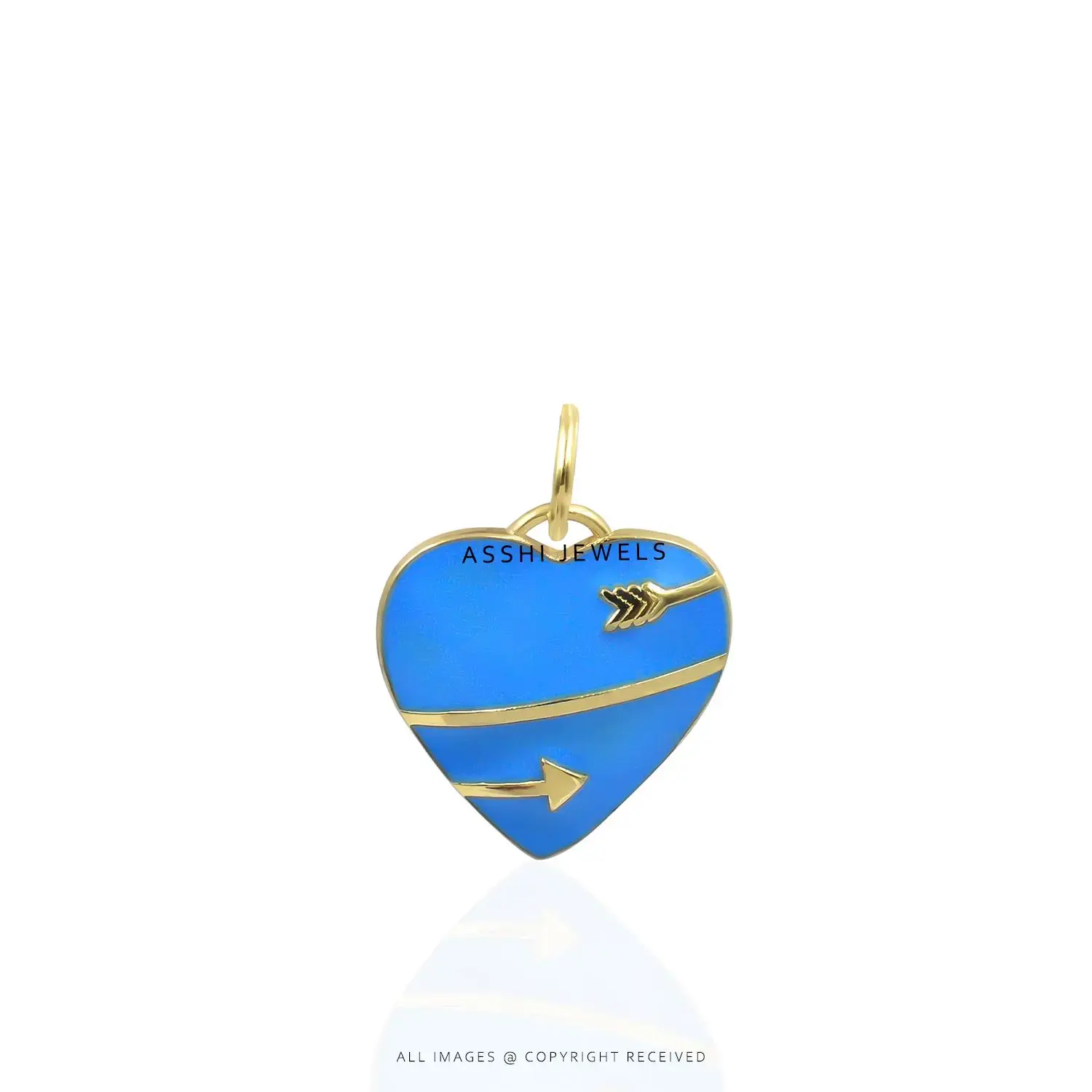 Sky Blue Enamel Heart Charm Pendant Silver Jewelry