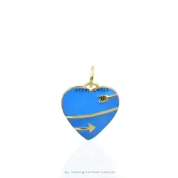 Sky Blue Enamel Heart Charm Pendant Silver Jewelry