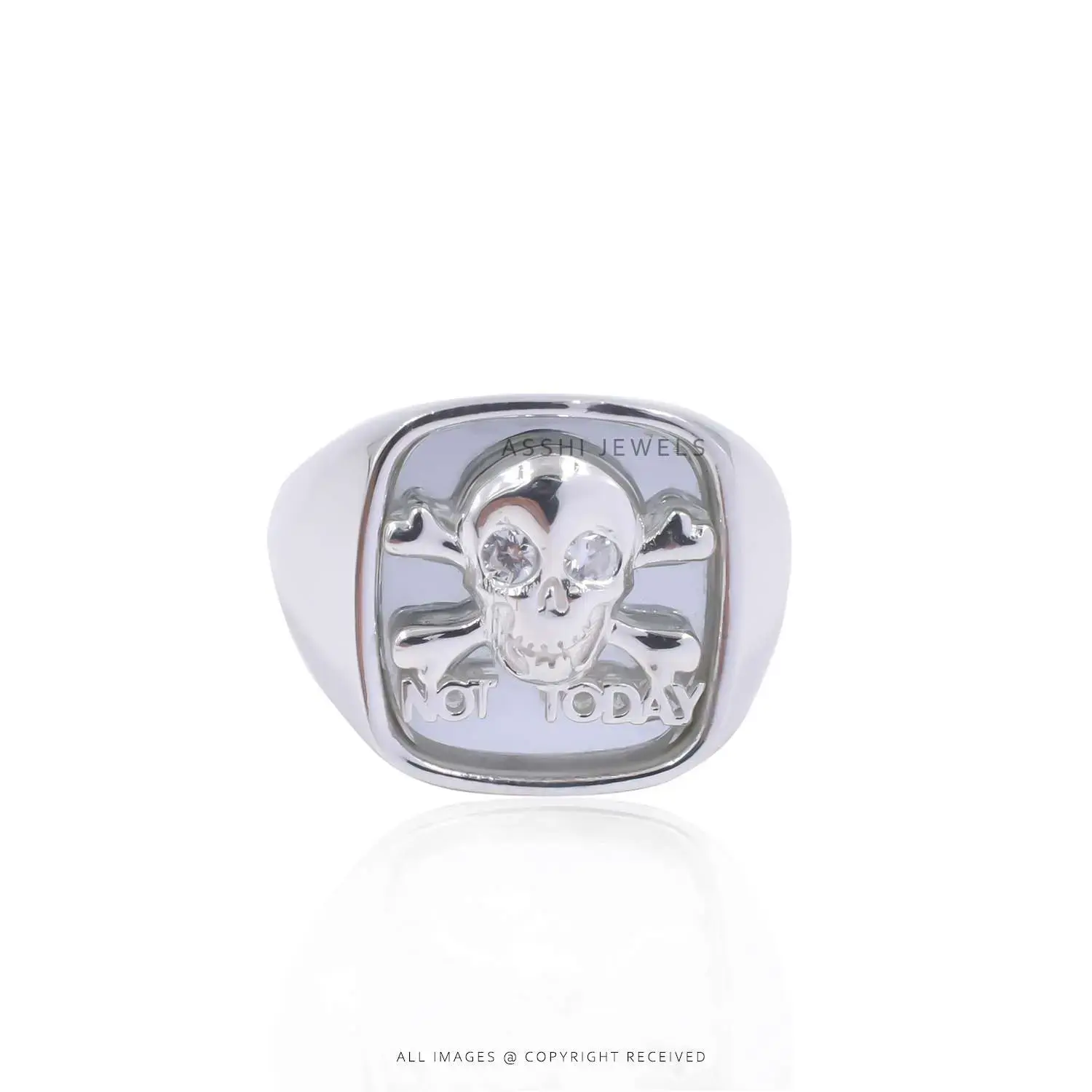 Skull ring with Cubic Zirconia jewelry, 925 Silver