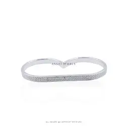 Two Row Diamond Band Ring - Stylish Silver Jewelry