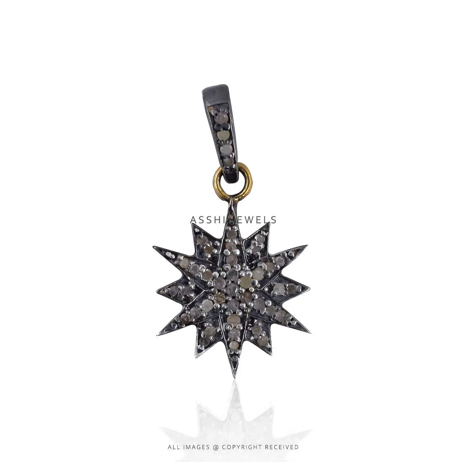 925 Sterling Silver Diamond Star Charm