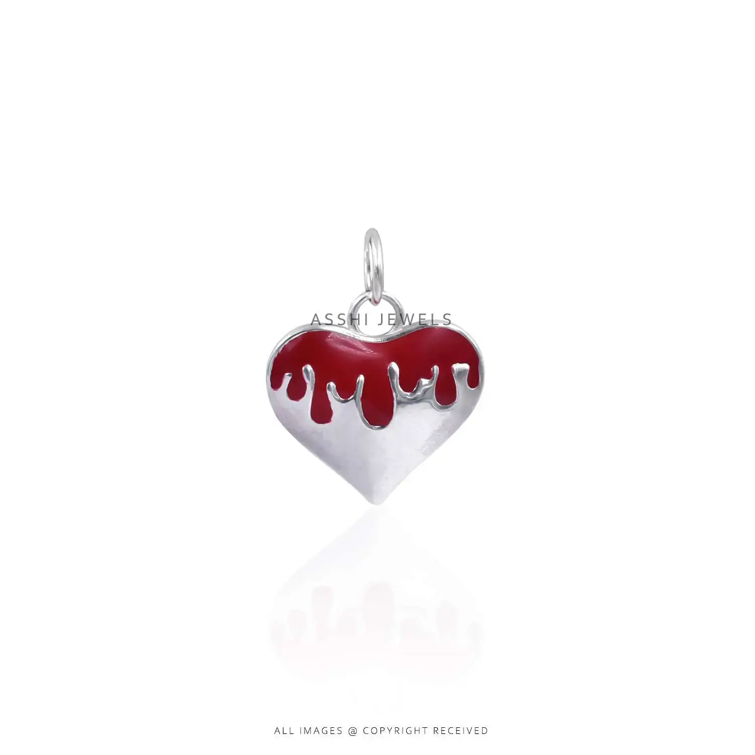 Enamel Heart Charm - 925 Sterling Silver Jewelry