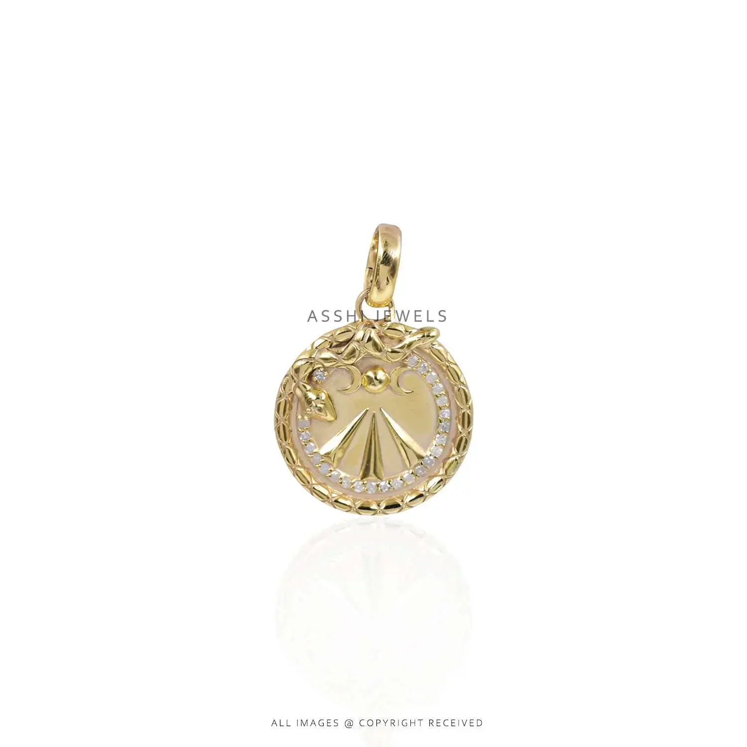 Diamond Annex Charm in Yellow Gold plated silver