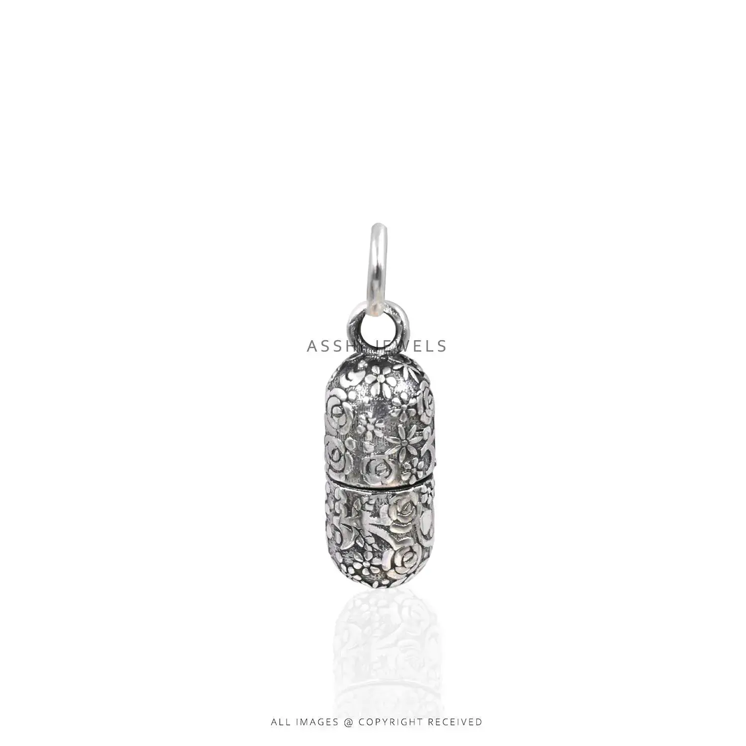 Engraving Pill Charm in Sterling Silver Jewelry