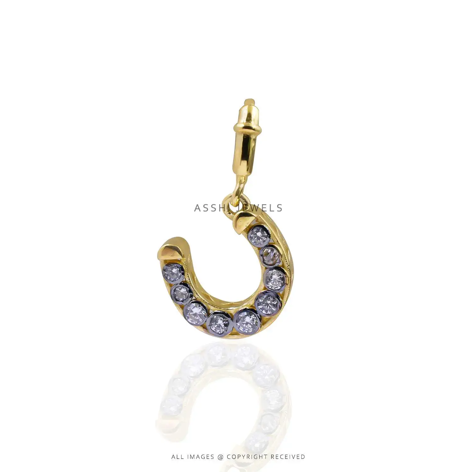 Luxury White CZ Horseshoe Charm in 925 sterling silver