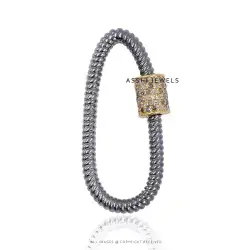 Diamond Twisted Oval Carabiner Lock in 925 Silver Jewelry