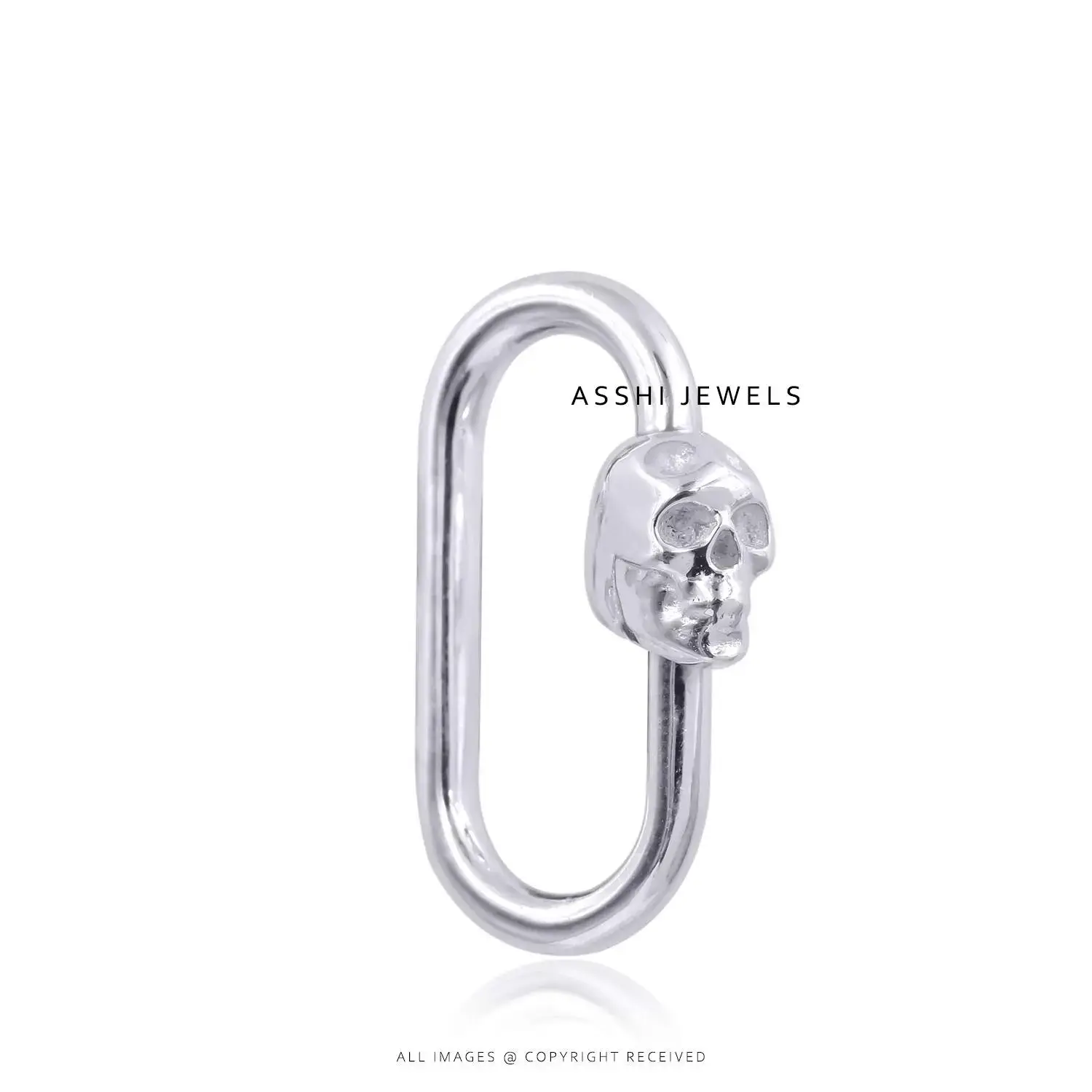 Screw Lock Skull Carabiner-925 Sterling Silver Jewelry