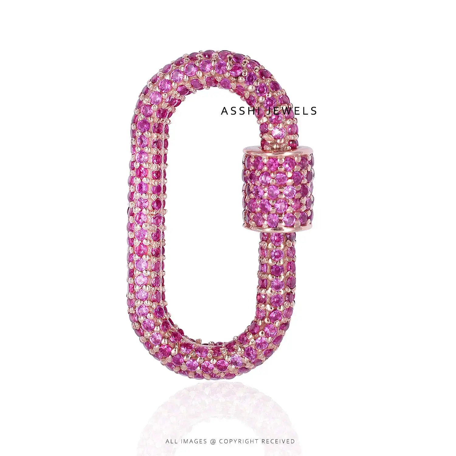 Pink Sapphire Carabiner Lock Sterling Silver Jewelry