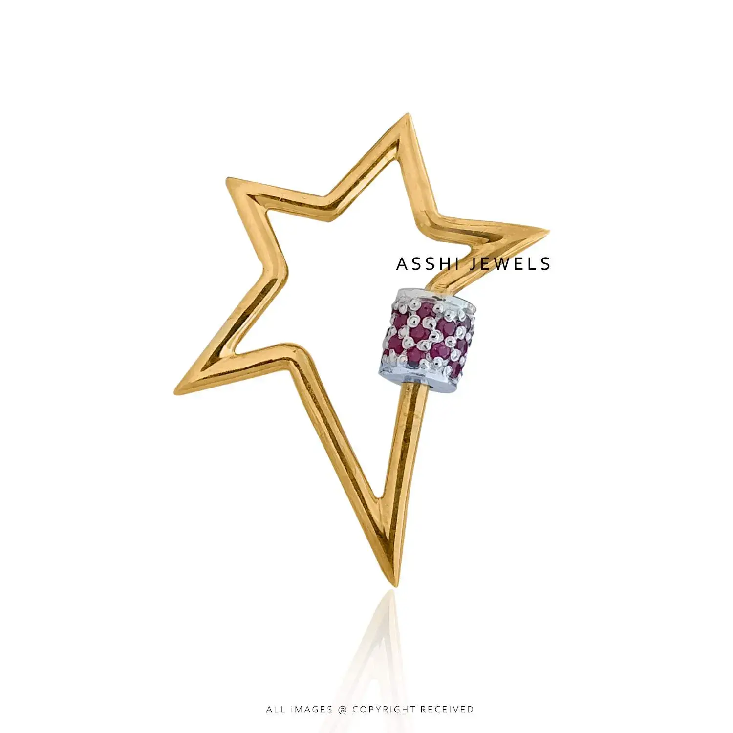 Pink Sapphire Star Carabiner Lock set in 925 Silver