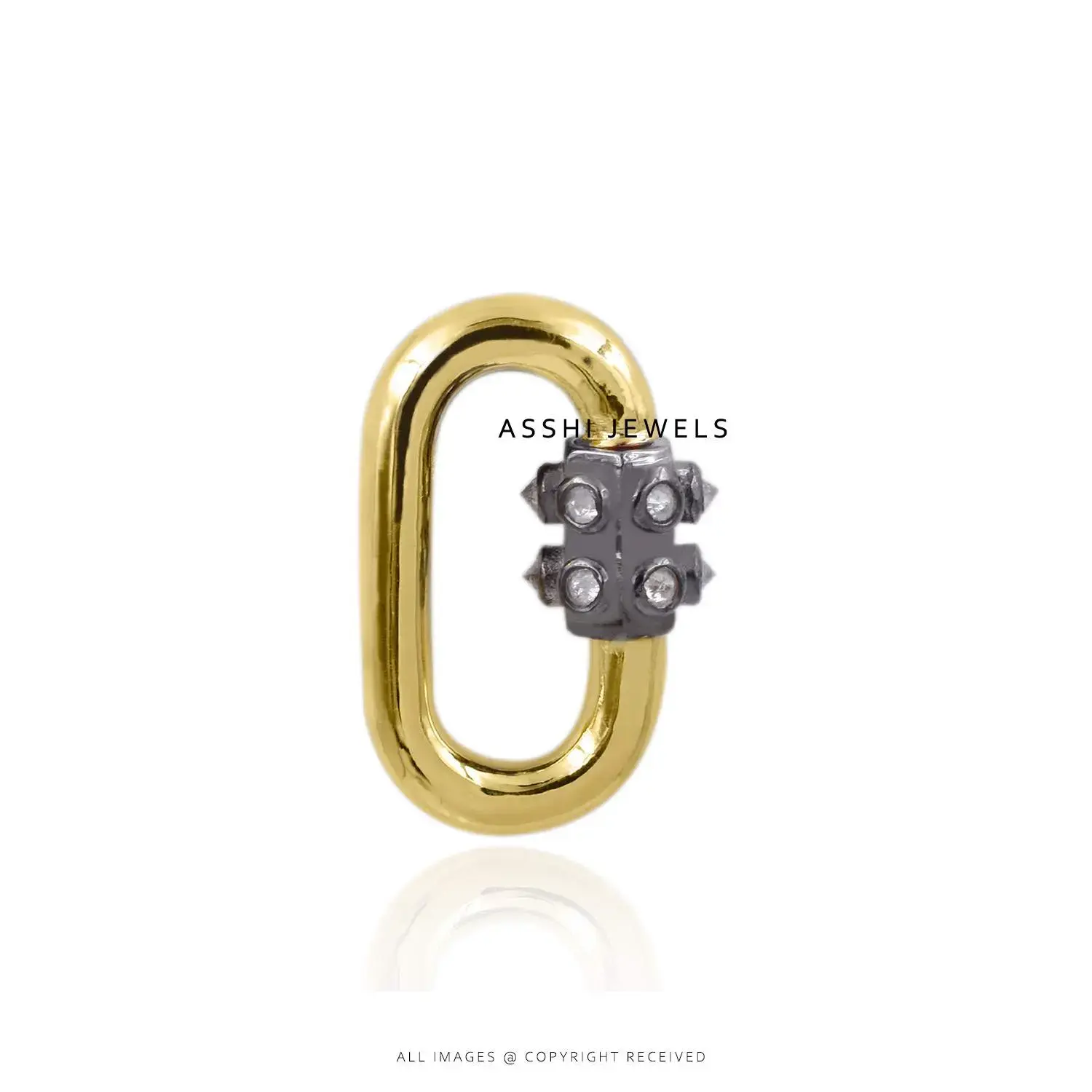Diamond Screw Lock Carabiner in 925 Sterling Silver