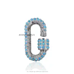 Luxury Turquoise & Diamond Carabiner Lock Silver Jewelry