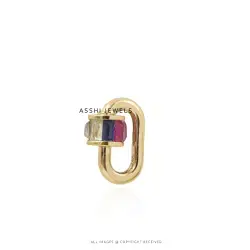 Multi Baguette Carabiner Lock in Gold Plated Silver Jewelry