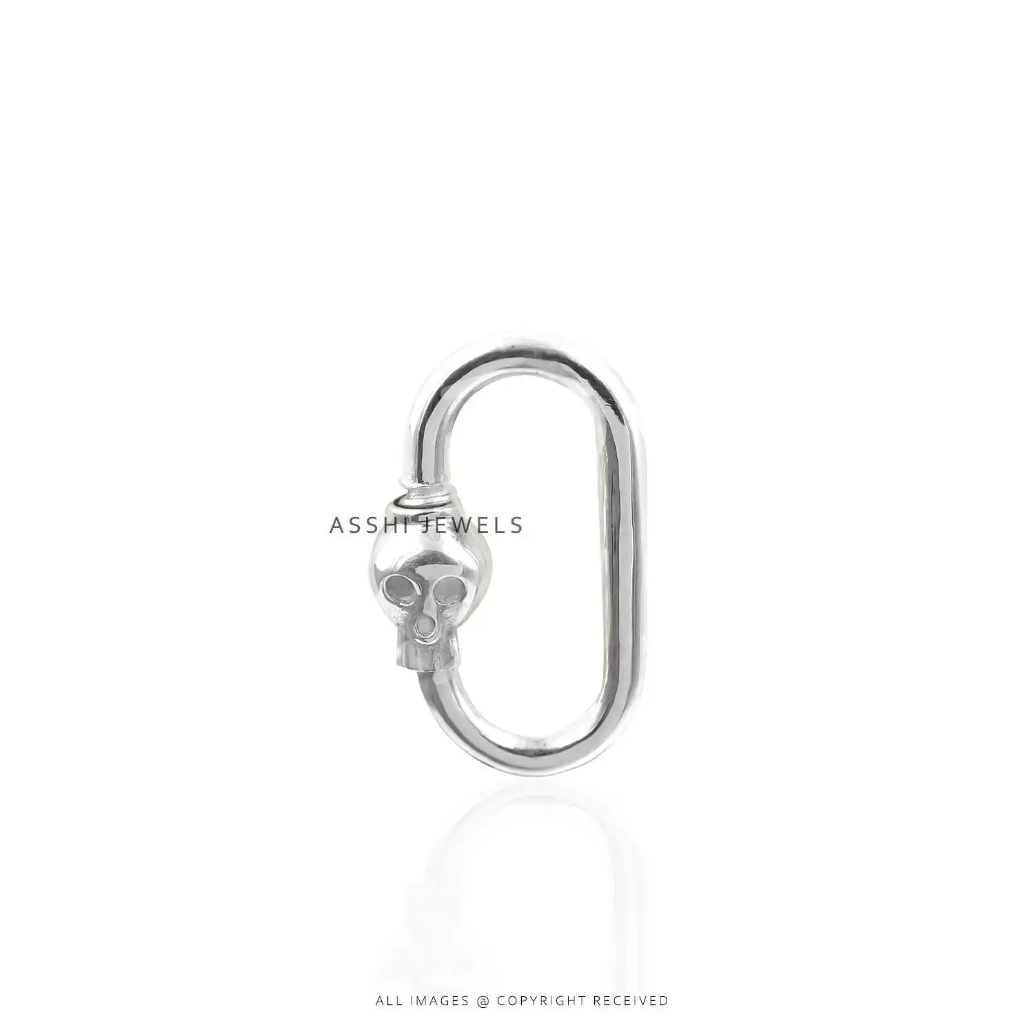 Modern Skull Screw Carabiner Lock in 925 Sterling Silver